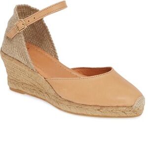𝅺COSTA Wedge Camel Leather Espadrille Sandal by Toni Pons Origens